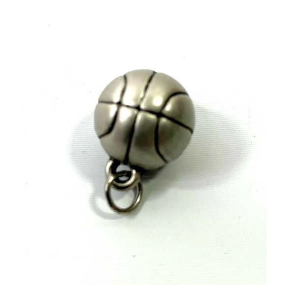 Basketball Pendant Charm Silvertone Jewelry Gift - Picture 5 of 5